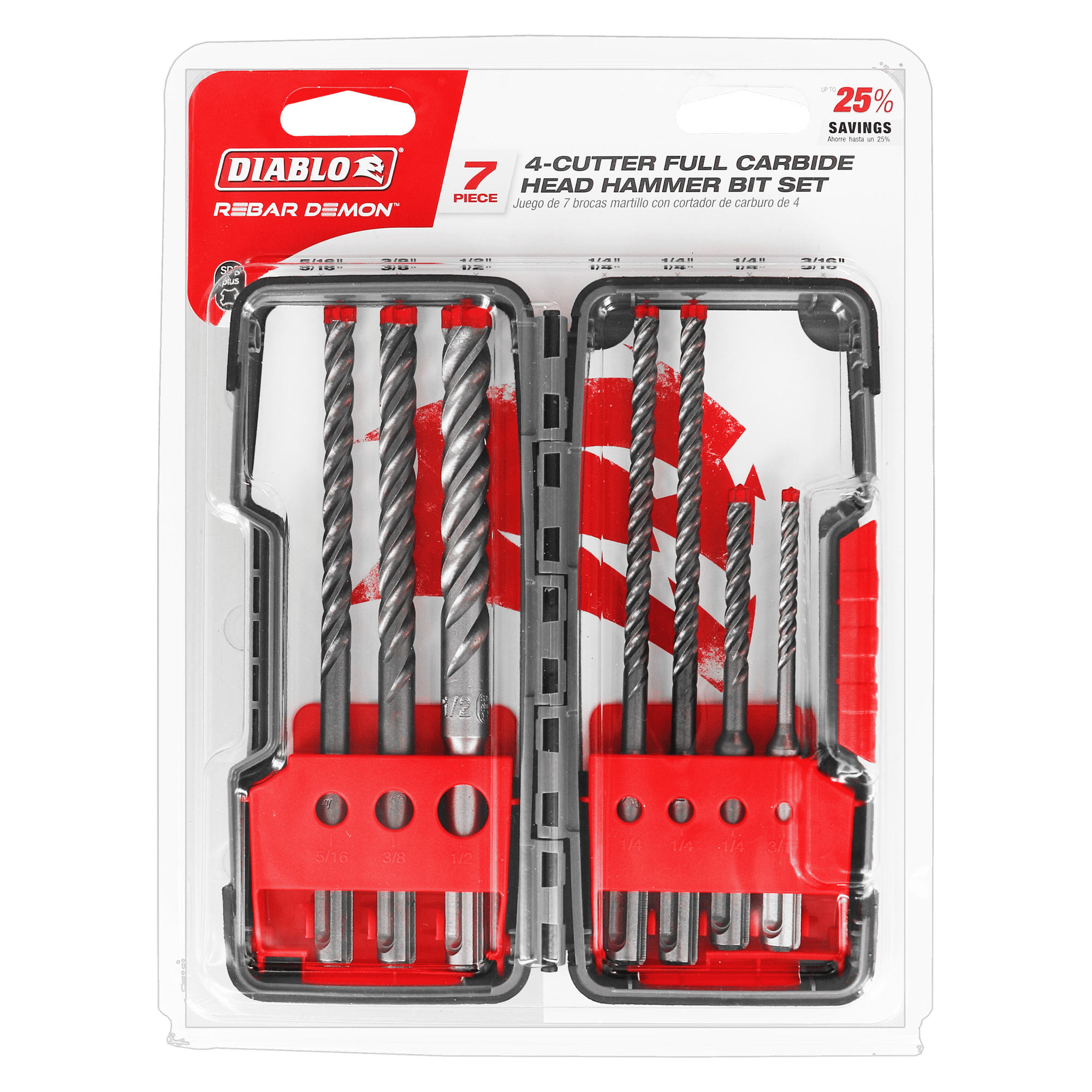 DIABLO DIABLO - 4-Cutter SDS+ Full Carbide Masonry Bit 7pc Set — Drill & Driver Bits Mississauga & Brampton GTA