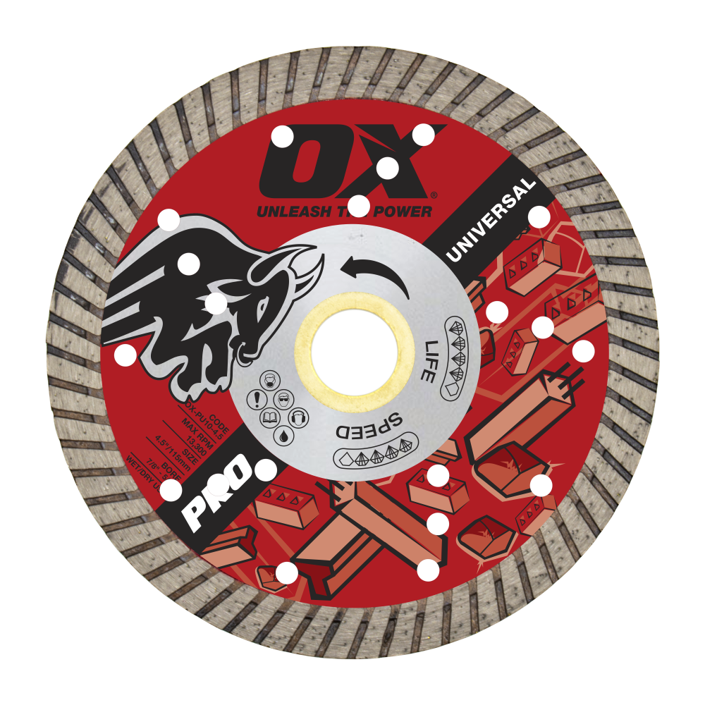 OX OX - Professional Universal 4.5'' Diamond Blade - 7/8"-5/8" Bore — Cutting Blades Mississauga & Brampton GTA